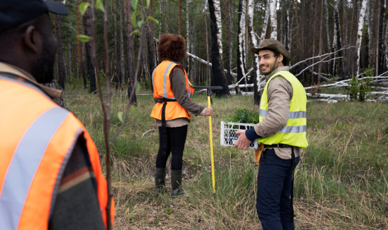 técnico em campo analisando o território